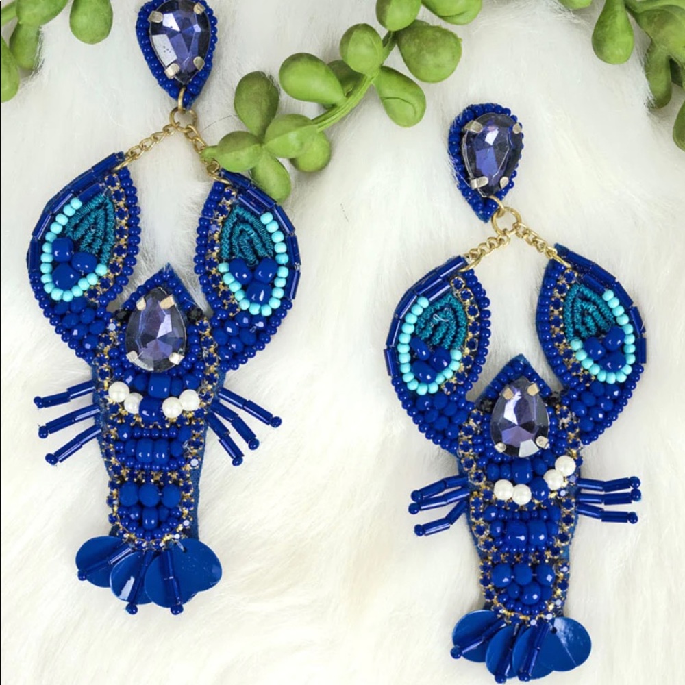 Blue Lobster Summer Cute Earrings